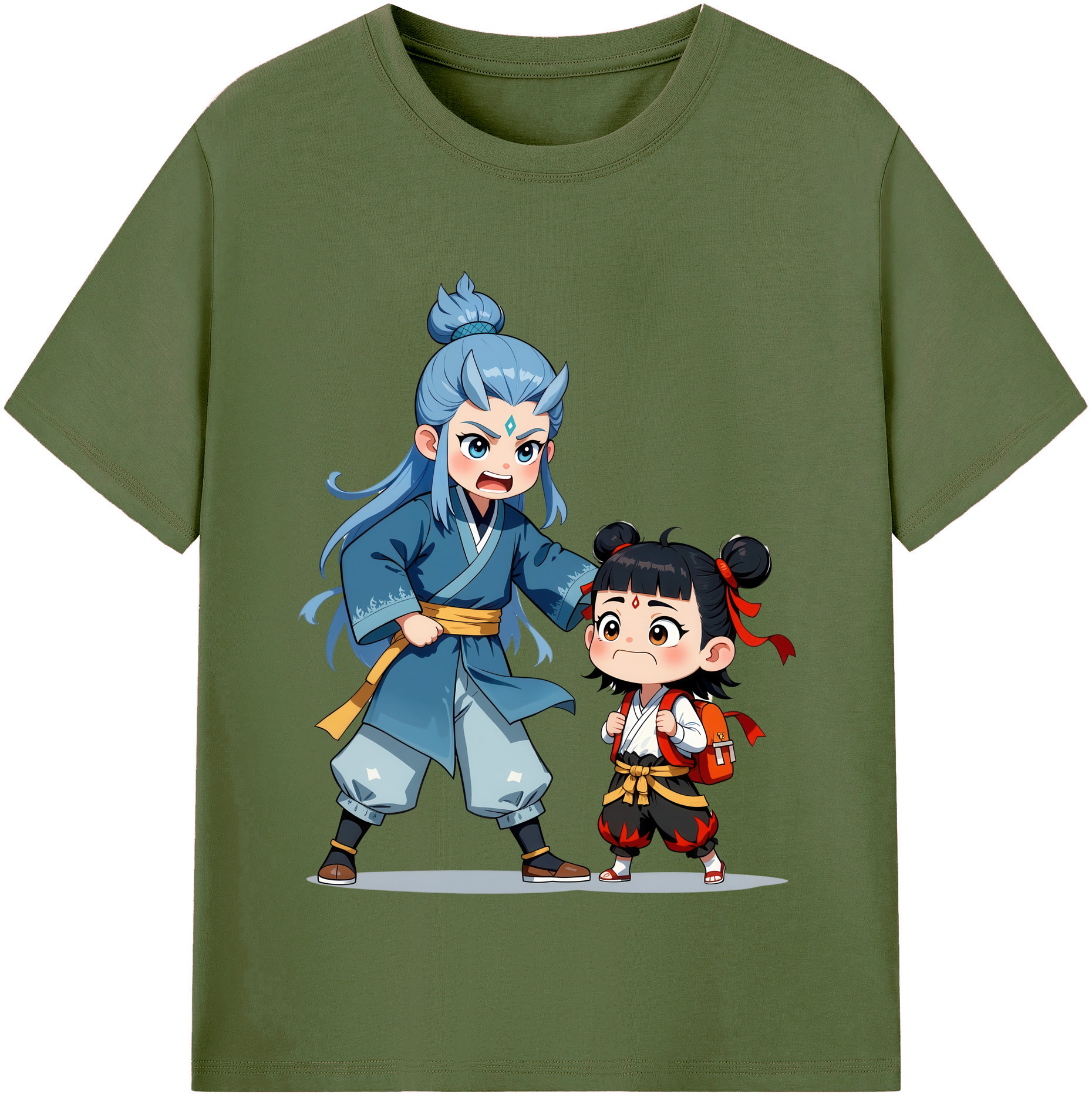 （画像用） Ne Zha 2 ナタ 魔童の大暴れ 綿100％半袖Tシャツ（フロントプリント）